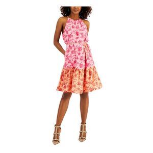 INC Womens Pink Belted Tie Back Lined Sleeveless Above The Knee Shift Dress 8